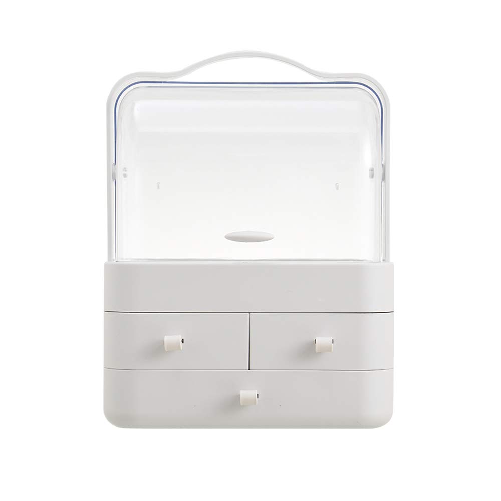 RMAN® Organizador de Maquillaje caja maquillaje con Tapa Rotación Ajustable Múltiples Funciones con Múltiples Funciones, Beauty Organizer Para Tocador Dormitorio Baño - Blanco