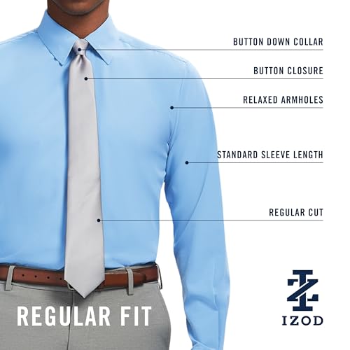 IZOD Men's Dress Shirt Slim Fit Traveler Long Sleeve All Over Stretch Classic Collar4