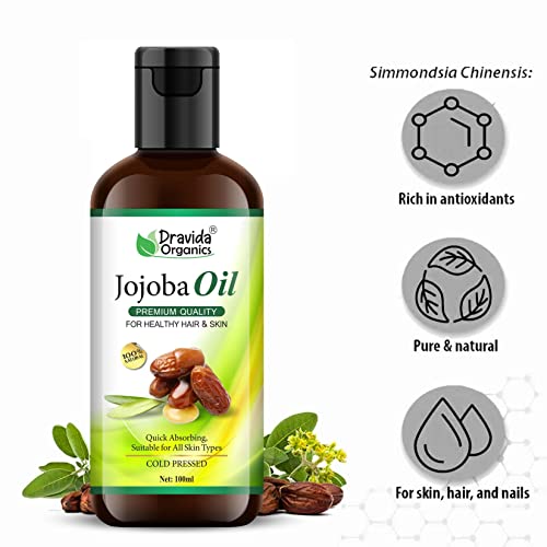 Image of 100% Pure Jojoba Oil for Hair & Skin Care | Cold Pressed Natural Moisturizing Oil for Dry Skin, Hair Growth & Face Care | Non-Sticky Multipurpose Carrier Oil for Men & Women