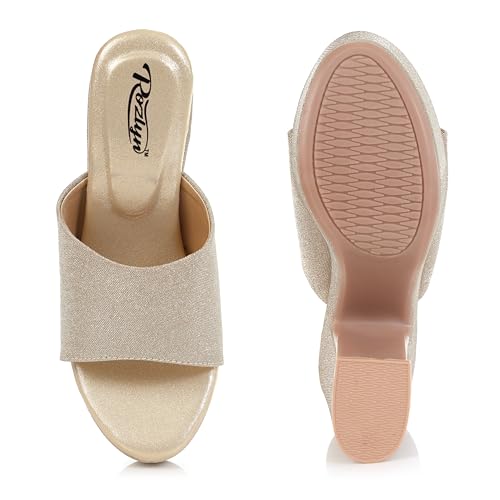Image of Women's Glitter Block Heel Platform Sandals, Open Toe High Heels