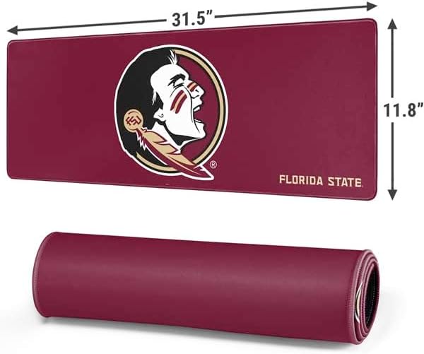 Skinit Large Gaming Mouse Pad - Officially Licensed FSU Seminoles Design with Stitched Edges, Waterproof, Non-Slip Rubber Base, Desk Mat for Keyboard & Mouse, 31.5" x 11.8" inches