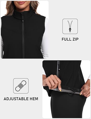 MoFiz Women's Fleece Lined Softshell Vest Windproof Lightweight Insulated Sleeveless Jacket Full Zip Running Vest4