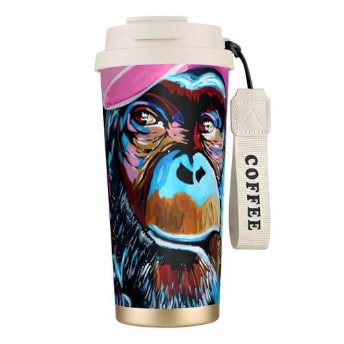タンブラー コーヒー Banksy バンクシー ゴリラ 水筒 ステンレス ボトル 魔法瓶 オフィス マグカップ カフェマグ 車用 マグボトル 真空断熱 保温 保冷 ふた付き 直飲み 広口 漏れない 二重構造 持ち運び 500ml