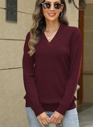 Image of JOCAFIYE Sweaters for Women Casual Long Sleeve V Neck Lightweight Hollow Out Pullover Sweater Tops