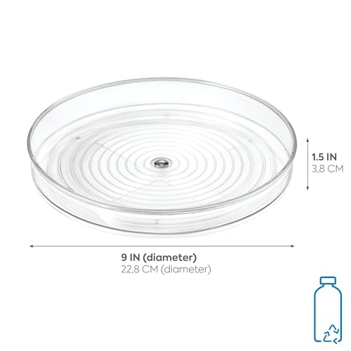 iDesign 9-Inch Lazy Susan Organizer - Small Lazy Susan Turntable for Cabinet or Pantry, Clear