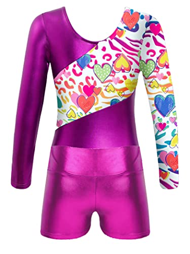 Kids Girls Long Sleeve Gymnastics Leotards with Shorts Biketard 2 Pieces Ballet Dance Outfits Tracksuit4