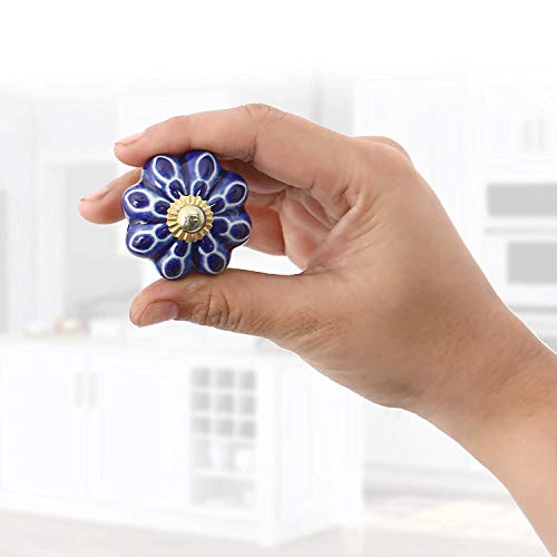 Image of ROCOCO Kitchen Cabinets Knobs Set of 20 - Decorative Assorted Ceramic Door Knob for Home Interior Decor - Multicolor