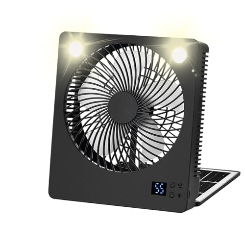 Genérico Ventilador De Energía Solar, Ventilador Portátil Con Panel Solar, Plegable Recargable 3 Velocidades Con Luz LED Para Tienda, Pesca Y Supervivencia