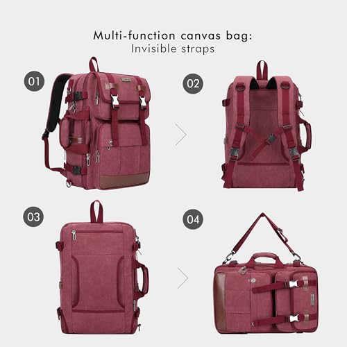 Image of WITZMAN Canvas Travel Backpack for Men Large Laptop Backpack Fit 16 inch Carry-on Airline Approved Shoulder Rucksack