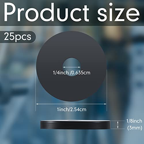 Rubber Washer Heavy Duty Abrasion Resistant Rubber, 1 Od X 1/4 Id X 1/8 Thickness Rubber Flat Washer Flat Rubber Grommets Black Rubber Washers For Bolts Spacers, Vibration Suppression (25) #TOP1