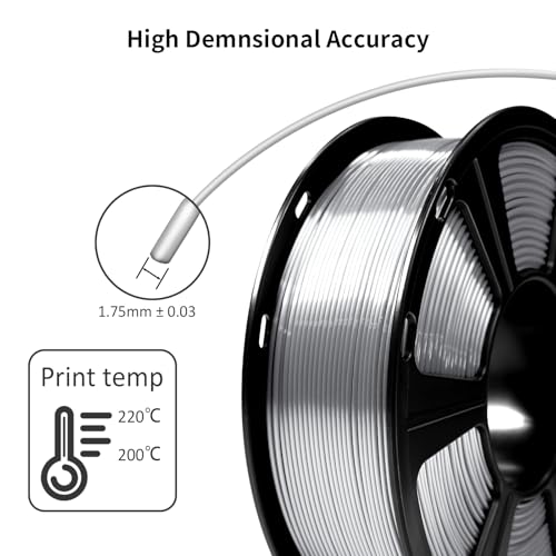 Image of GEEETECH 2KG Silk Silver PLA Filament 1.75mm, 3D Printer Shiny Silk Filament,1kg Spool (2.2lbs), Dimensional Accuracy + /- 0.02mm, Fit Most FDM Printer (Silk Silver)