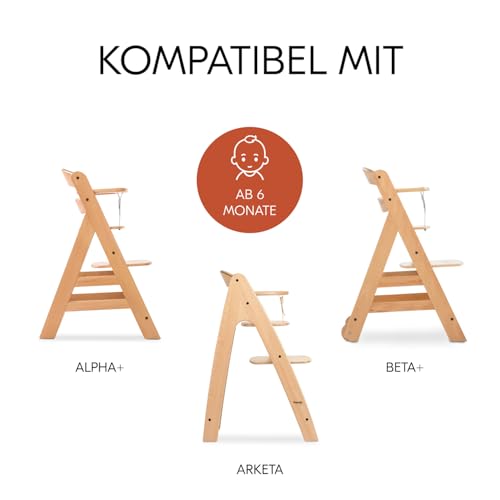 hauck Alpha Cosy, Stretch Grey - Hochstuhl Sitzverkleinerer Kissen für Babys ab 6 Monaten - Kompatibel mit Arketa, Beta+, Alpha+ Holzhochstuhl - mit Stabilisierten Seiten - Handwäsche