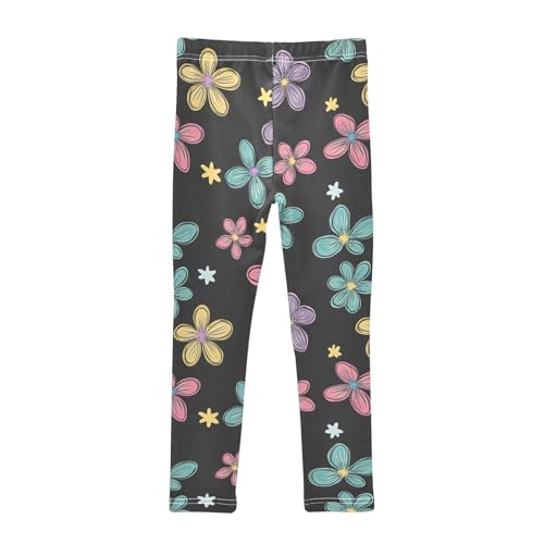 Colorful Floral Pattern Girls Leggings Ultra Soft Compression Yoga Gym Pants for Kids 4-10T2