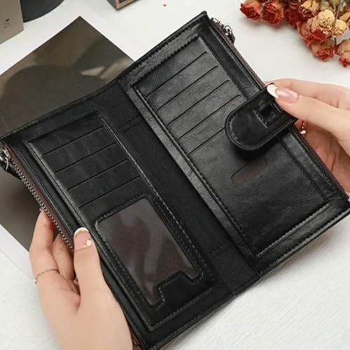 PU Leather Long Wallet for Women Vintage Checkbook Wallets with Card Holder4