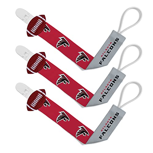 Image of BabyFanatic Officially Licensed Unisex Baby Pacifier Clip 3-Pack NFL Atlanta Falcons