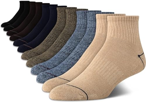 Nautica Mens Quarter Socks - 12 Pack Comfort Stretch Cushioned Moisture-Wicking Athletic Ankle Socks for Men (Sizes: 6-12.5)
