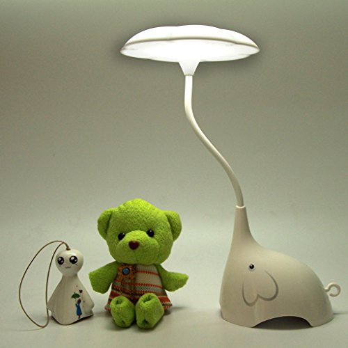 Preisvergleich Produktbild Flikool Kinderlampe Elefant LED Tischlampe Schreibtischlampe Wiederaufladbare Dimmbar Nachttischlampe Kinder Nachtlichter Tischleuchte Aufladbar Leselampe - WeiB
