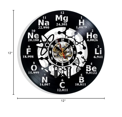 Reloj de pared vinilo analógico 30 cm negro miniatura 6