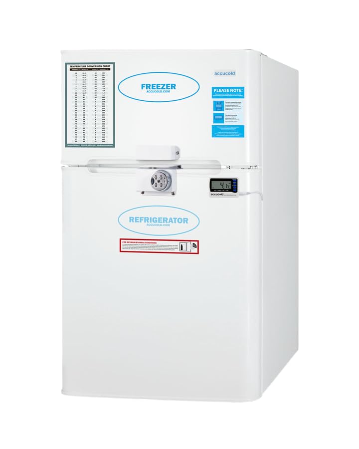 Accucold 19" Refrigerator - Freezer, Undercounter Fridge, 3.2 Cu.Ft. Capacity, ADA Compliant, Nist Calibrated External Temperature Readout, White - Agp34rflcaladalhd (Left Handed Door Swing) on Fridge.com - View 3