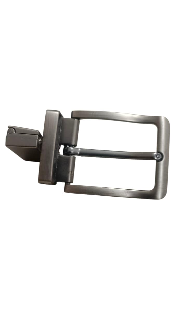 Men's Rotate Reversible Belt Buckle, 35mm, Metal Clamp Style, Silver Grey, Formal Casual