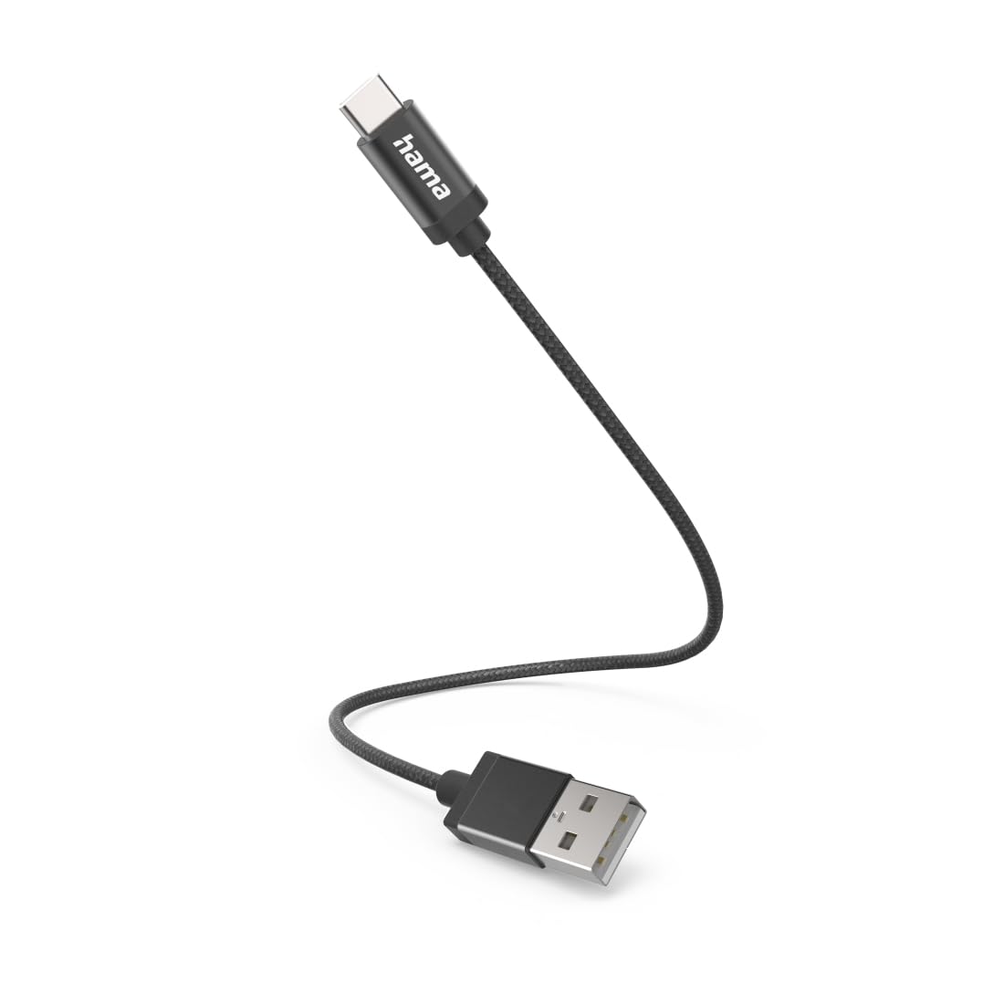Hama 201600 USB charging cable USB 2.0 USB-A to USB-C Black 0.20 m