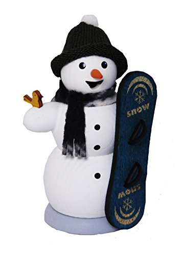 Kuhnert Rauchmann/Räucherfigur aus Holz - Schneemann mit Snowboard -...