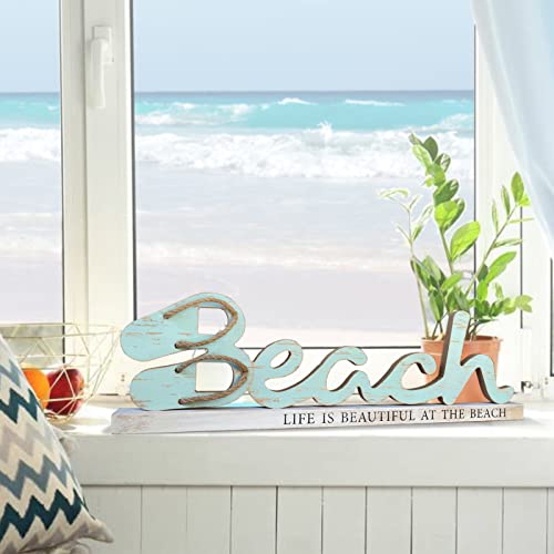 Beach Signs Wall Hanging Decor - Hand-made Rustic Wood, Life Is Beautiful At The Beach, Wall Decor For Cafe Farmhouse Bedroom Kitchen - Image 4