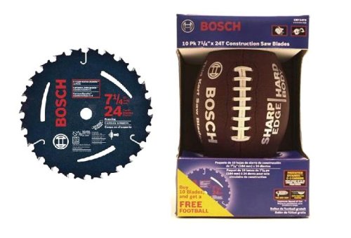 Best Quality 🔥 Bosch CB724FB 7-1/4-Inch 24 Tooth ATB Saw Blade with 5/8-Inch and Diamond Knockout Arbor, 10 Pack with Free Football 🔥 Crazy Deals Bosch CB724FB 7-1/4-Inch 24 Tooth ATB Saw Blade with 5/8-Inch and Diamond Knockout Arbor, 10 Pack with Free Football