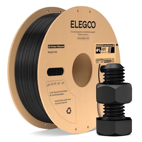 ELEGOO ABS Filament 1.75mm Black 1KG, Heat Resistant 3D Printer Filament High Toughness & Impact