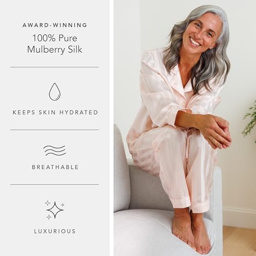 Image of Fishers Finery Women's 100% Mulberry Silk Long Pajama Set with Gift Box