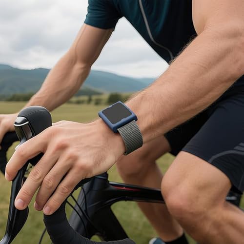 Image of Nylon Band Compatible with Amazfit Helio Fitness Tracker Strap, Adjustable Breathable Arm /Ankle Strap with Quick Release & Secure Hook-and-Loop Closure (Black Gray)