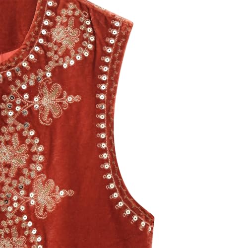 Image of Women Vintage Floral Embroidered Vest Y2K Sleeveless Open Front Cardigan Boho Linen Cropped Waistcoat
