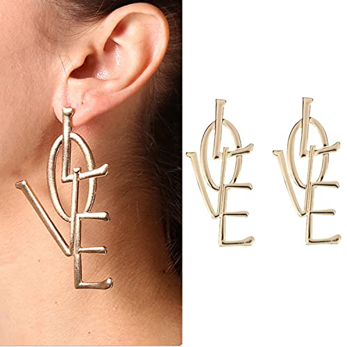 Punk Love Letter Large Long Drop Dangle Earrings Statement Jewelry for Women Statement Trendy Earrings3