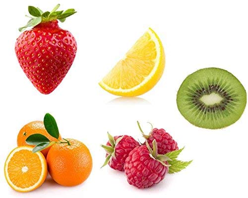 Set 5X Autocollant Sticker Fruit Cuisine frigo Fraise Citron Kiwi Framboise Orange