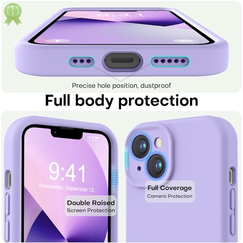 Image of LOVE 3000 Designed for iPhone 13 Case, Premium Silicone with [Camera Protection] [Soft Anti-Scratch Microfiber Lining] Shockproof Protective Phone Case for iPhone 13 Women Men Girls 6.1 inch, Light Purple