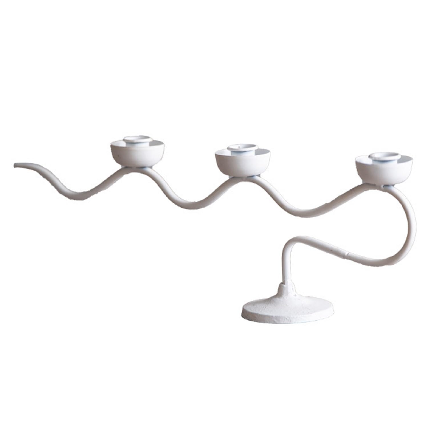 EdirFtra 47cm Rustic Iron Candle Holder - 3-Cup Wavy Arm Table Decor