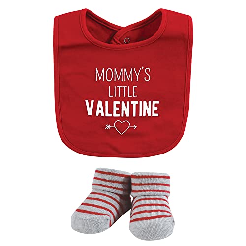 Image of Hudson Baby Unisex Baby Cotton Bib and Sock Set, Valentine Truck, One Size