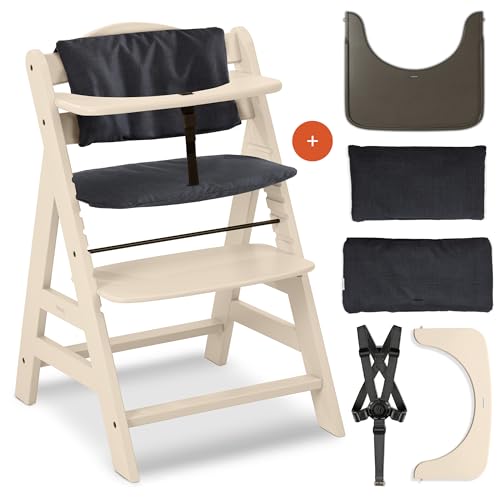 hauck Set de Trona Bebe Evolutiva Alpha Plus con Bandeja y Cojín de 2 Piezas - Tronas Madera Bebe desde 6 Meses - Silla Alta Bebe Regulable
