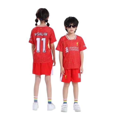 GenericSoccer 2024/25 Season Liverpo Home Football Kits SALAH #11 Fans Football Jersey/Shorts Socks Gift Set Youth Sizes and Adult Size