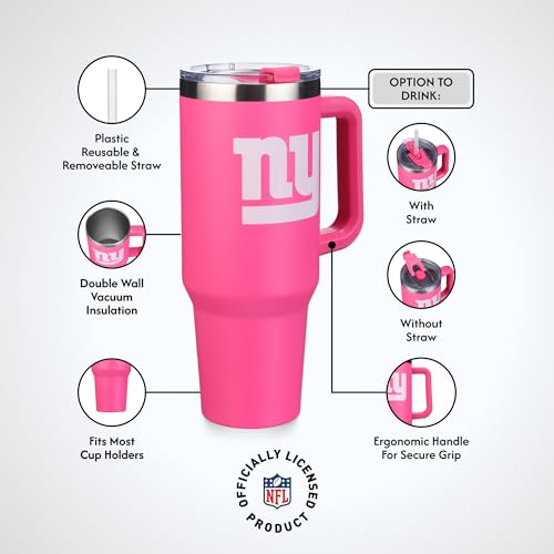 Image of The Memory Company Officially Licensed NFL - New York Giants 40oz Pink Game Day Tumbler with Team Logo