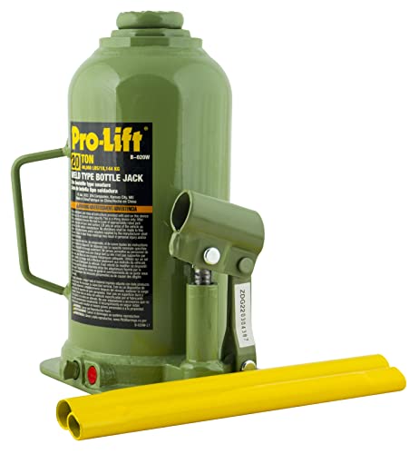 Image of Pro-Lift Welded Bottle Jack 20 Ton - (40,000 Lbs) Capacity Hydraulic Lifting with Side Pump Two-Piece Handle