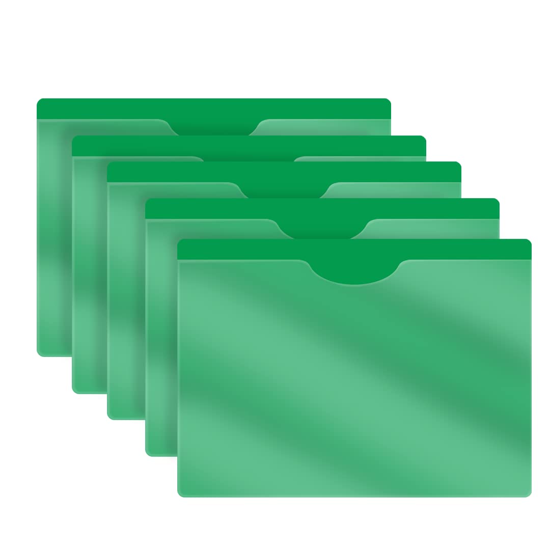 Green Vinyl Pocket Folder, Doctor Stuff, Closed Sides, Letter Size, Clear Front Top Loading Job Jacket, Documents Holder for Office, High School and