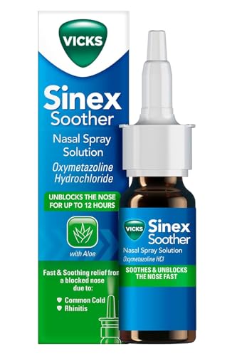 Vicks Nose Spray Sinex Soother Decongestant Nasal Spray For Blocked Nose Due To Cold Or Rhinitis With Aloe Vera Natural Eucalyptus Extract Blocked Nose Relief With A Menthol Scent 15 ml