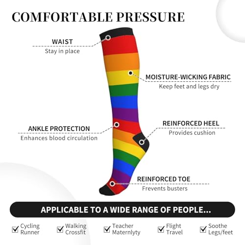 Image of Compression Socks for Women Men Circulation Graduated Supports Socks for Running Athletic Sports Nurse Travel