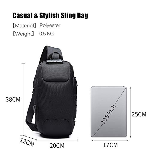 Bolso bandolera antirrobo FANDARE con puerto USB negro miniatura 6