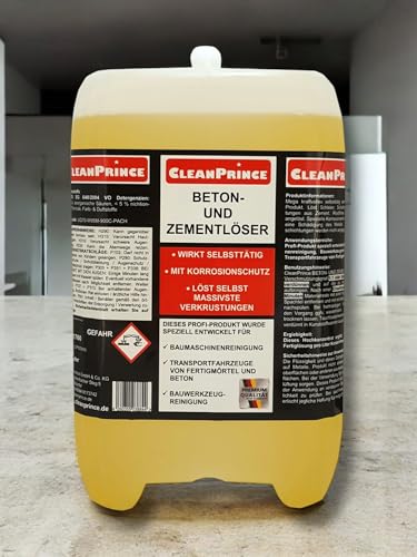 CleanPrince Betonlöser Zementlöser 5 Liter | Baumaschinenreiniger mit Korrosionsschutz | selbsttätige Wirkung | löst massivste Verkrustungen