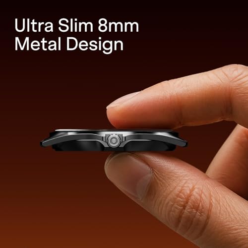 Image of boAt Ultima Aeris 1.43 inch AMOLED Display, 1000 nits Brightness, Ultra Slim 8mm Metal Build, IP68, Auto HR & SpO2 Monitoring, Sleep & Stress Tracking, Stylish Smartwatch for Men & Women (Active Black)
