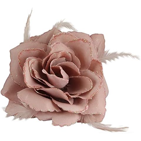 Nude Pink Rose Hair Clip with Elastic Cover