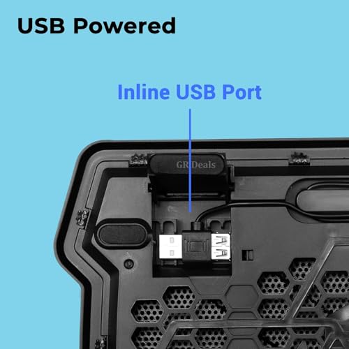 GR Deals NC2100 Laptop Cooling Stand with 125mm Fan, Silent Operation, LED Light, Supports up to 15.6 inch Laptops and Retractable Stand.(Black) - Image 6