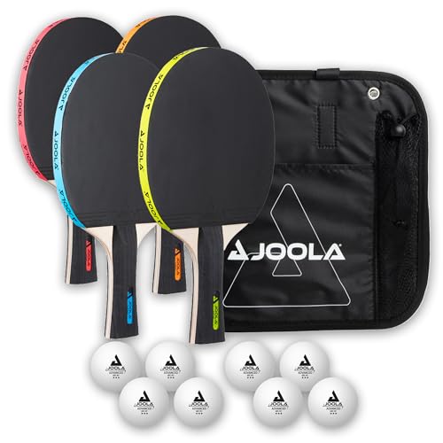 JOOLA Juego Neon de Ping Pong con 4 Raquetas, 8 Pelotas y Bolsa de Transporte